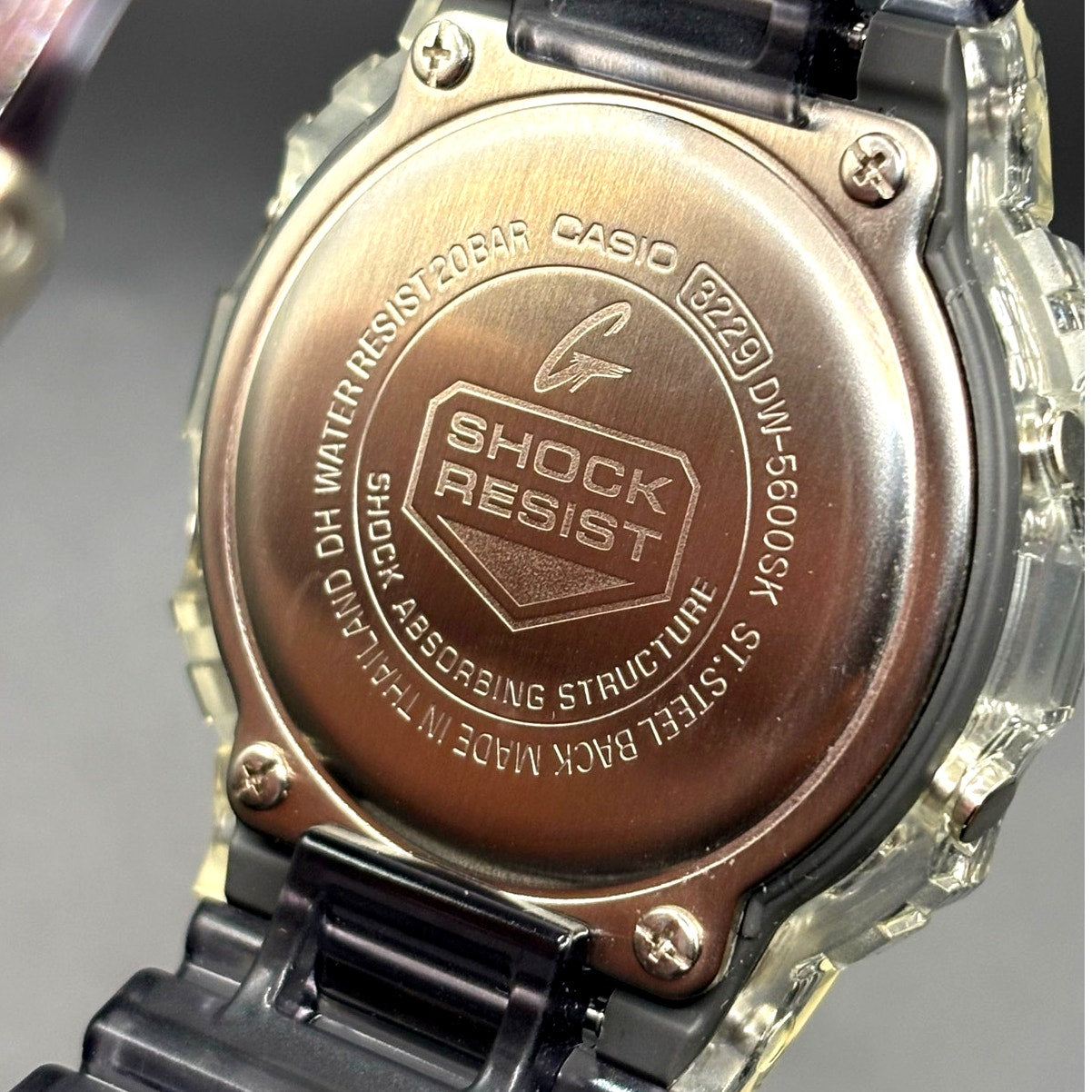 Casio G-Shock DW5600SK-1 Skeleton Clear Resin Digital Unisex Retro Watch NIBWT