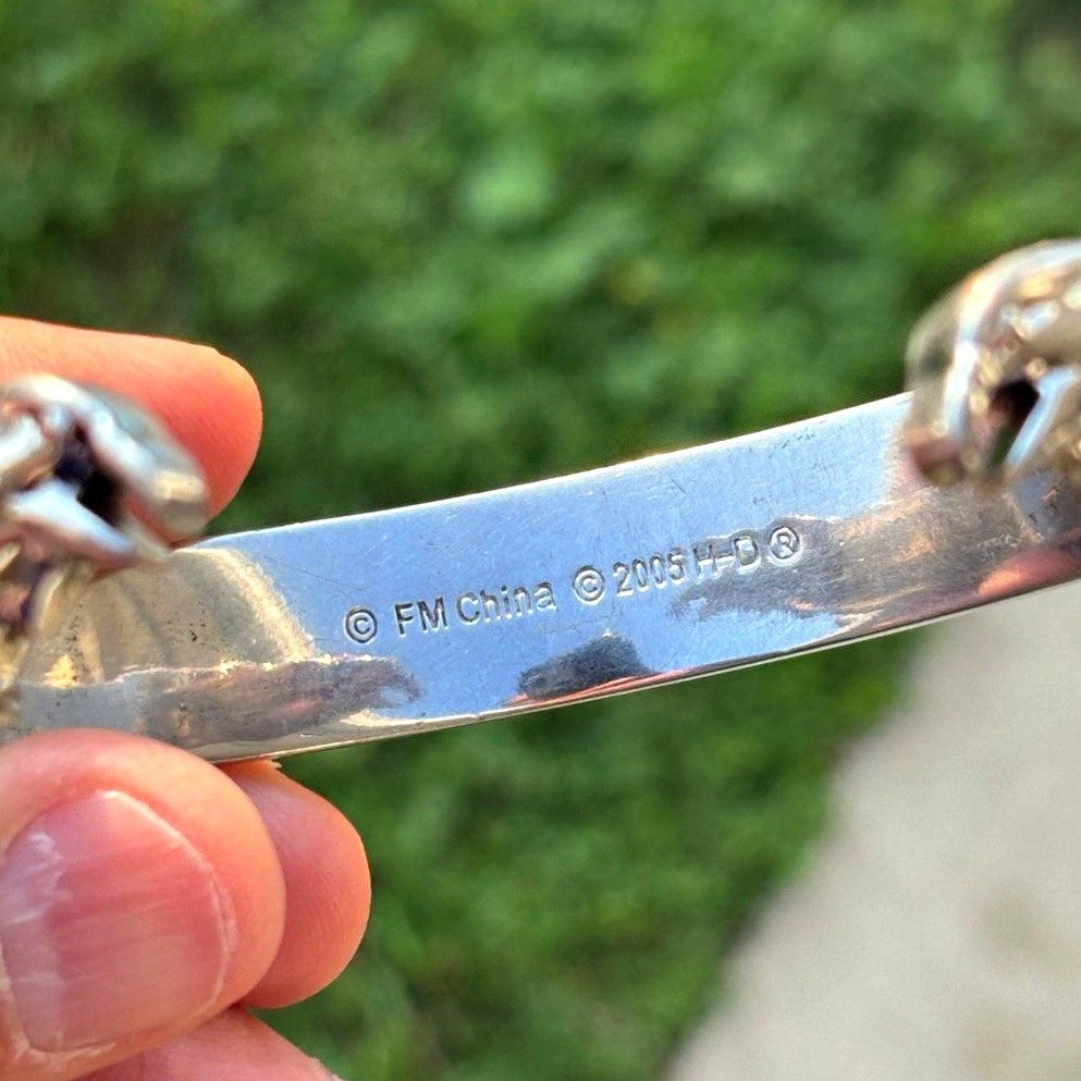 2005 Franklin Mint Harley-Davidson 925 Sterling Silver Gold Bar Shield Cuff