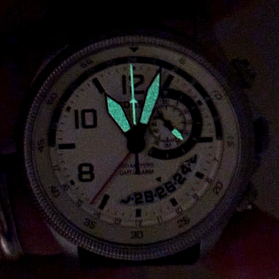 Fossil FS5043 Recruiter GMT Alarm Cream Dial Leather Strap Men’s 44mm Watch