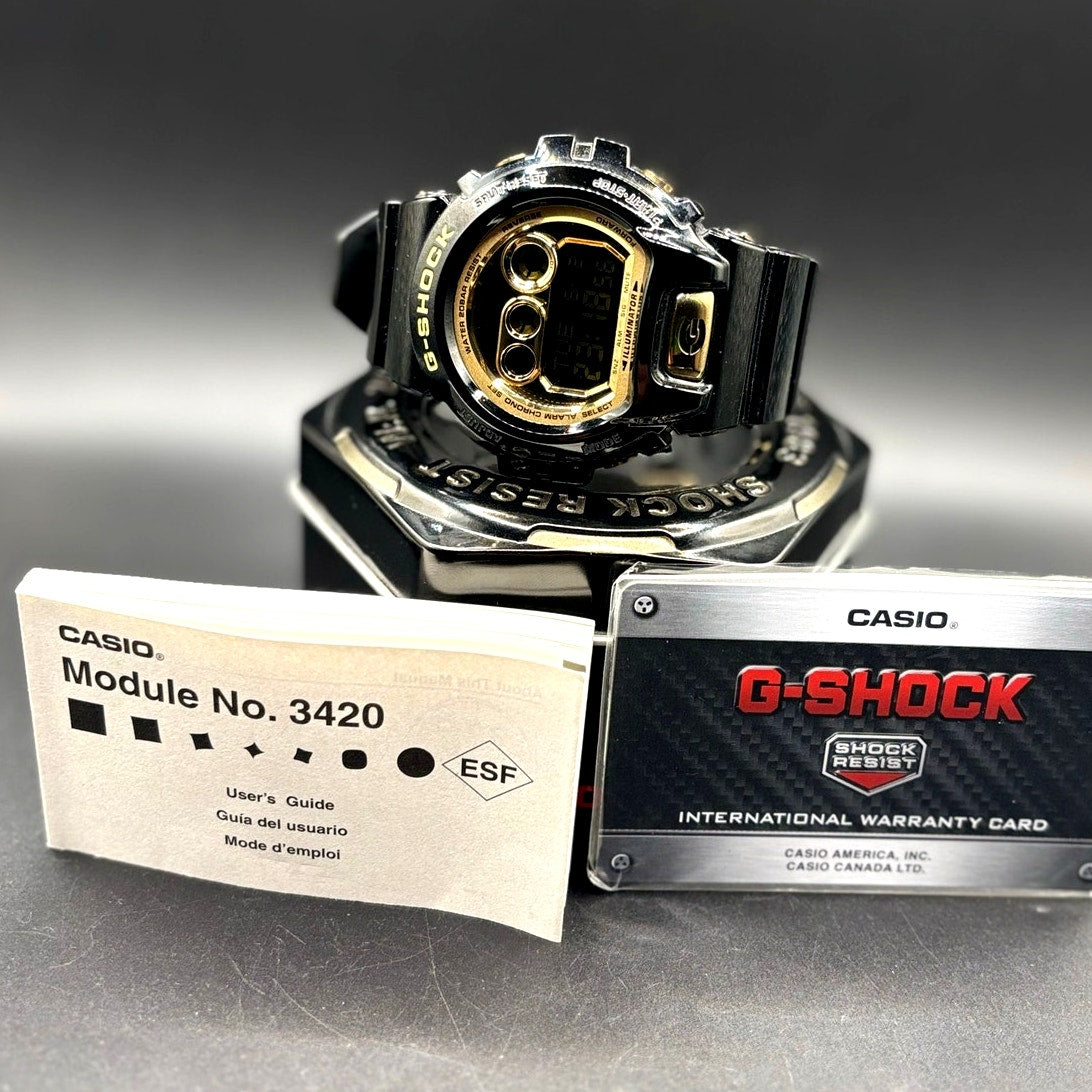 Casio G-Shock GD-X6900FB-1 Black Gold Mirror Dial XL Watch Full Set NIB