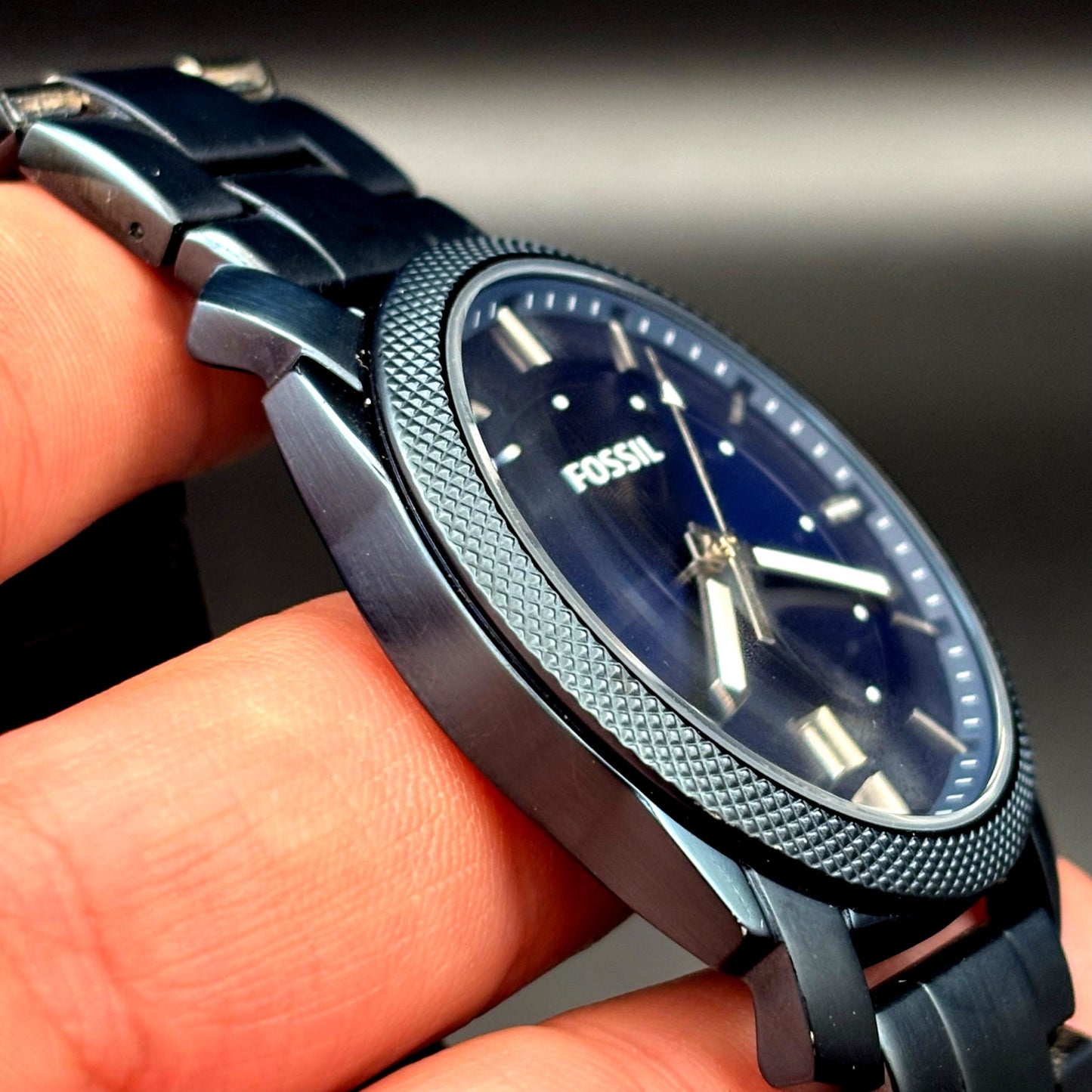Fossil Machine FS5231 Men’s Blue Dial Ion Plated Stainless Steel Watch