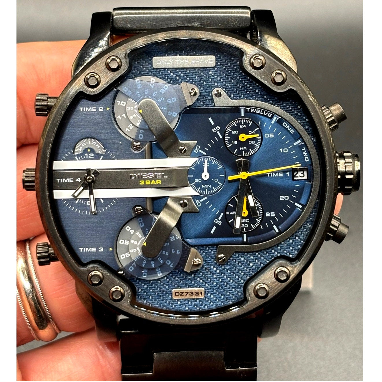 Diesel Mr Daddy 2.0 DZ7331 Blue Dial Multi Time Zone Chronograph Men's Watch NIB