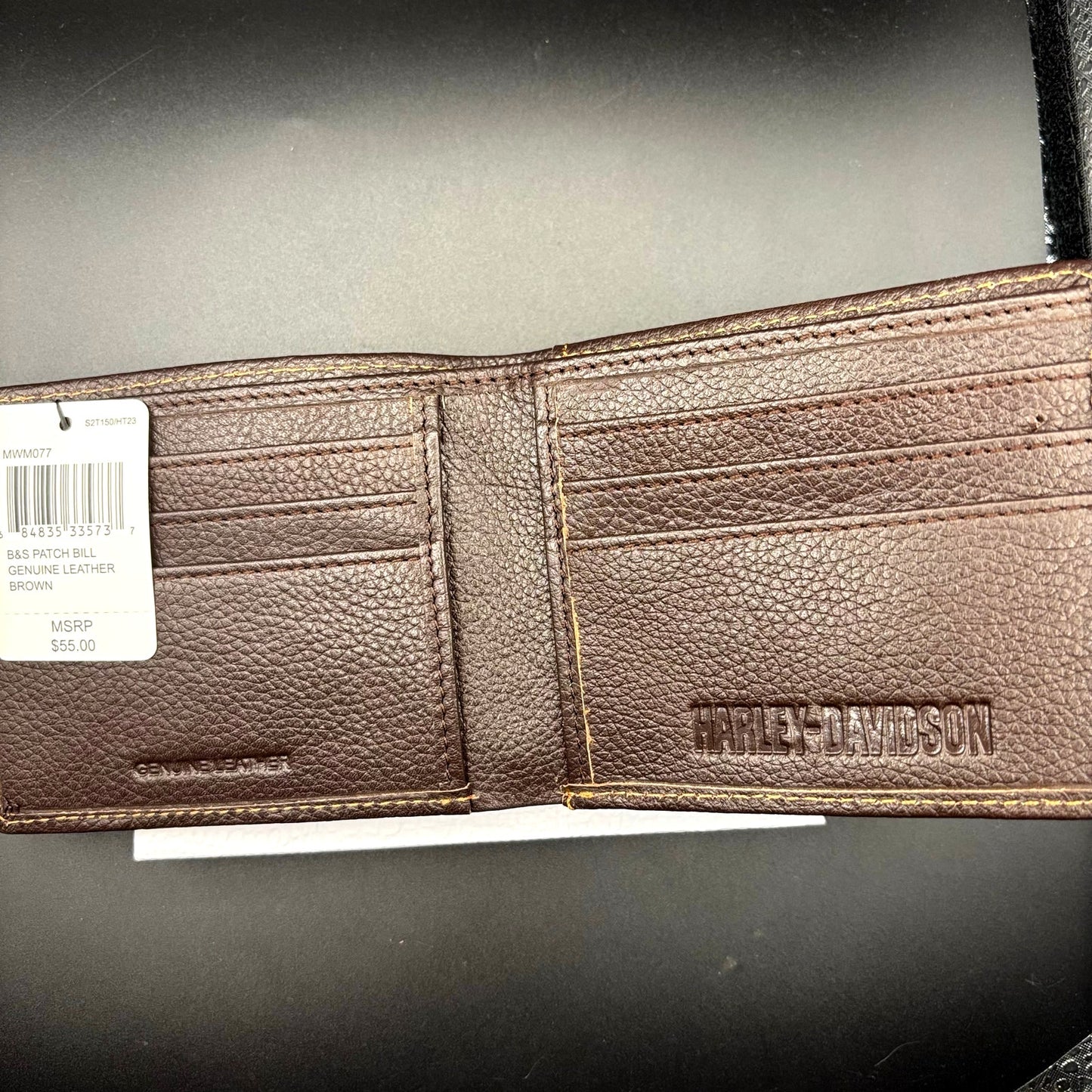 Harley Davidson Mens Genuine Leather RFID Bifold Wallet MWM077 Brown NWT