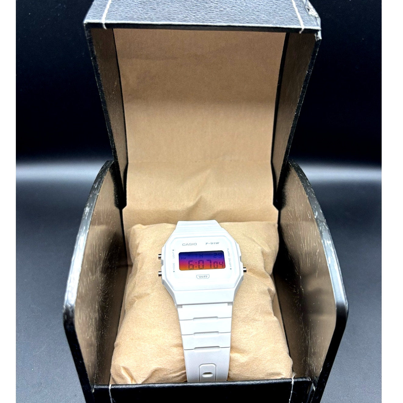 LWS Sunset Frost Casio F91W White Resin Custom Mod Digital Watch