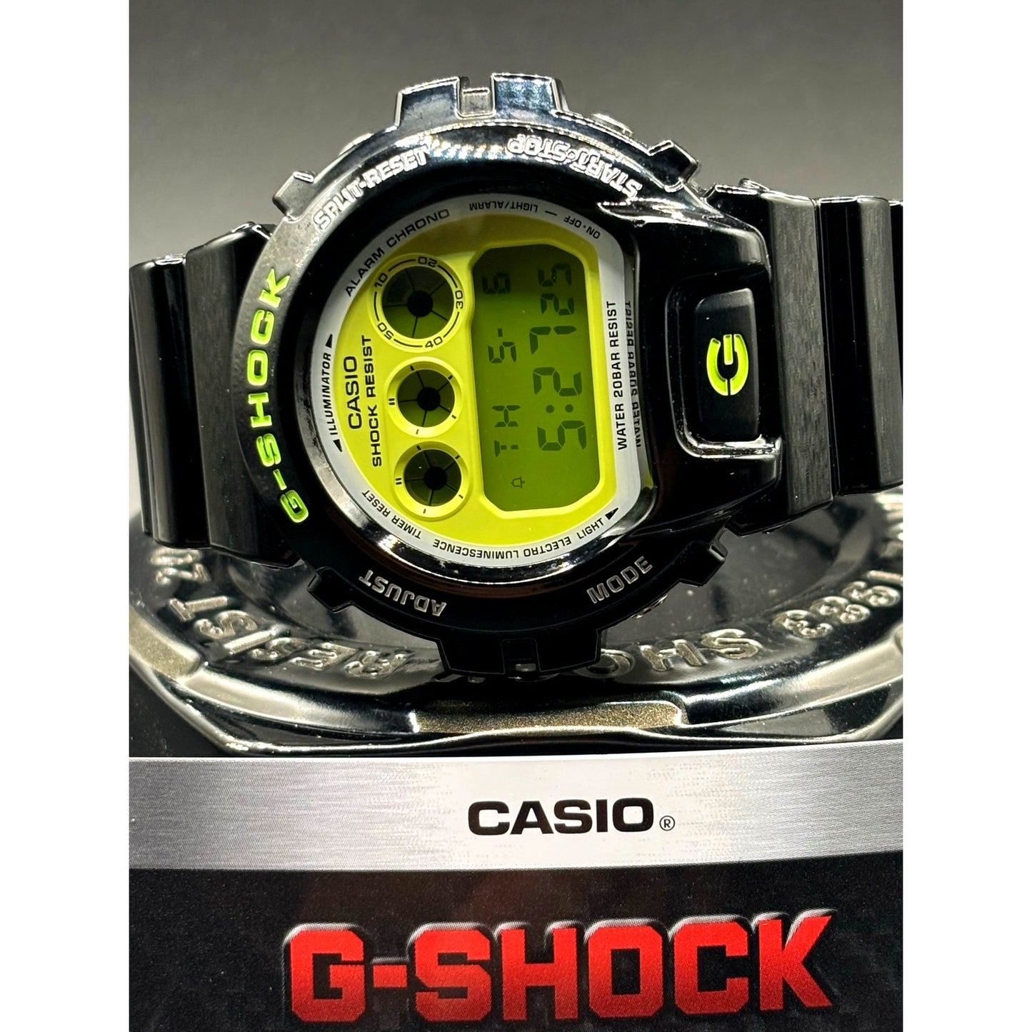 Casio G-Shock DW6900RCS-1 Lime Green Glossy Black Digital Men's Watch NIB