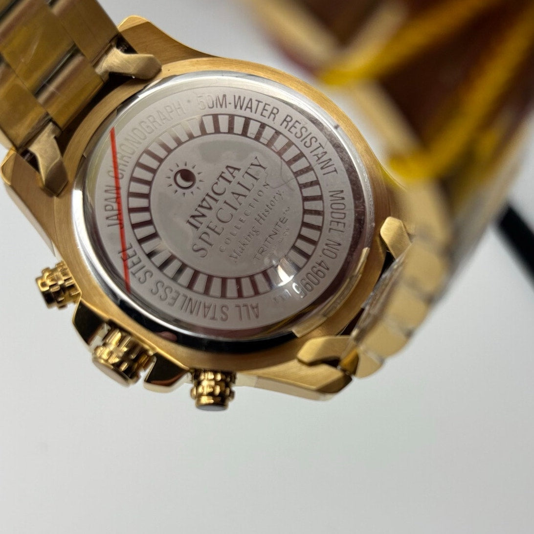 Invicta Specialty 49095 Mens Chronograph 45mm Gold Stainless Steel Blue Bezel