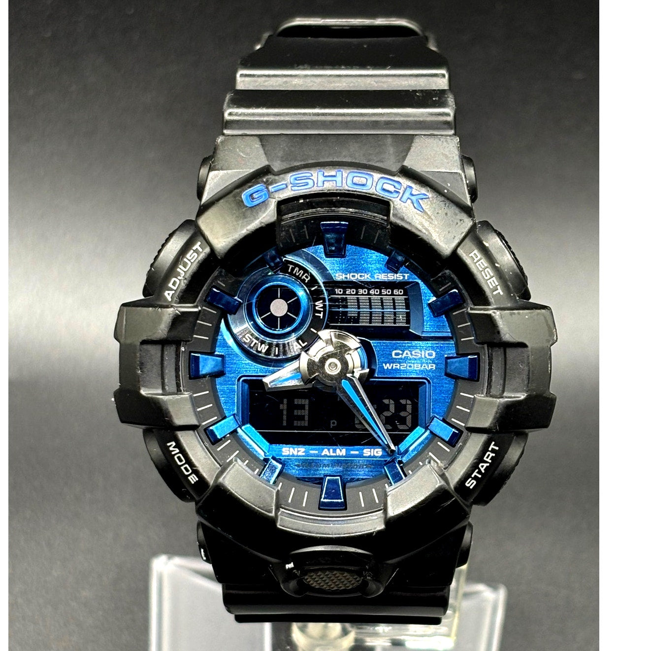 Casio G-Shock GA-710-1A2 Virtual Blue Analog Digital 200M Men’s Watch LED Light