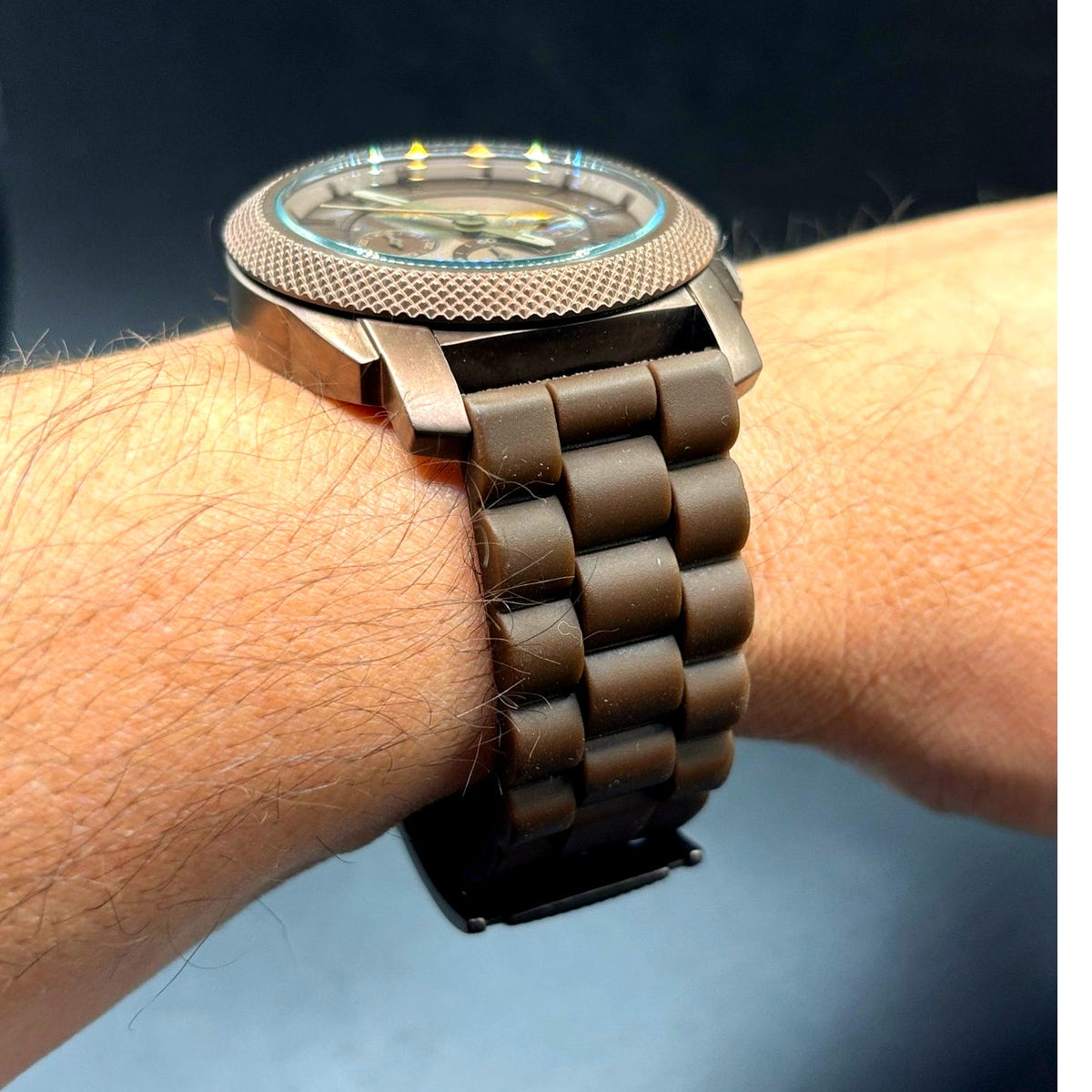 Fossil Machine FS4702 Chronograph Brown 45mm Men’s Watch Silicone Discontinued