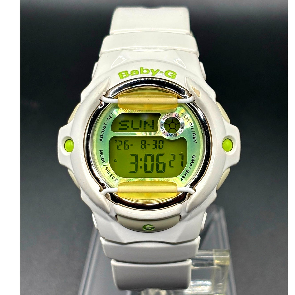 Casio Baby-G BG-169R-7C White Green Digital 200M Data Bank Watch