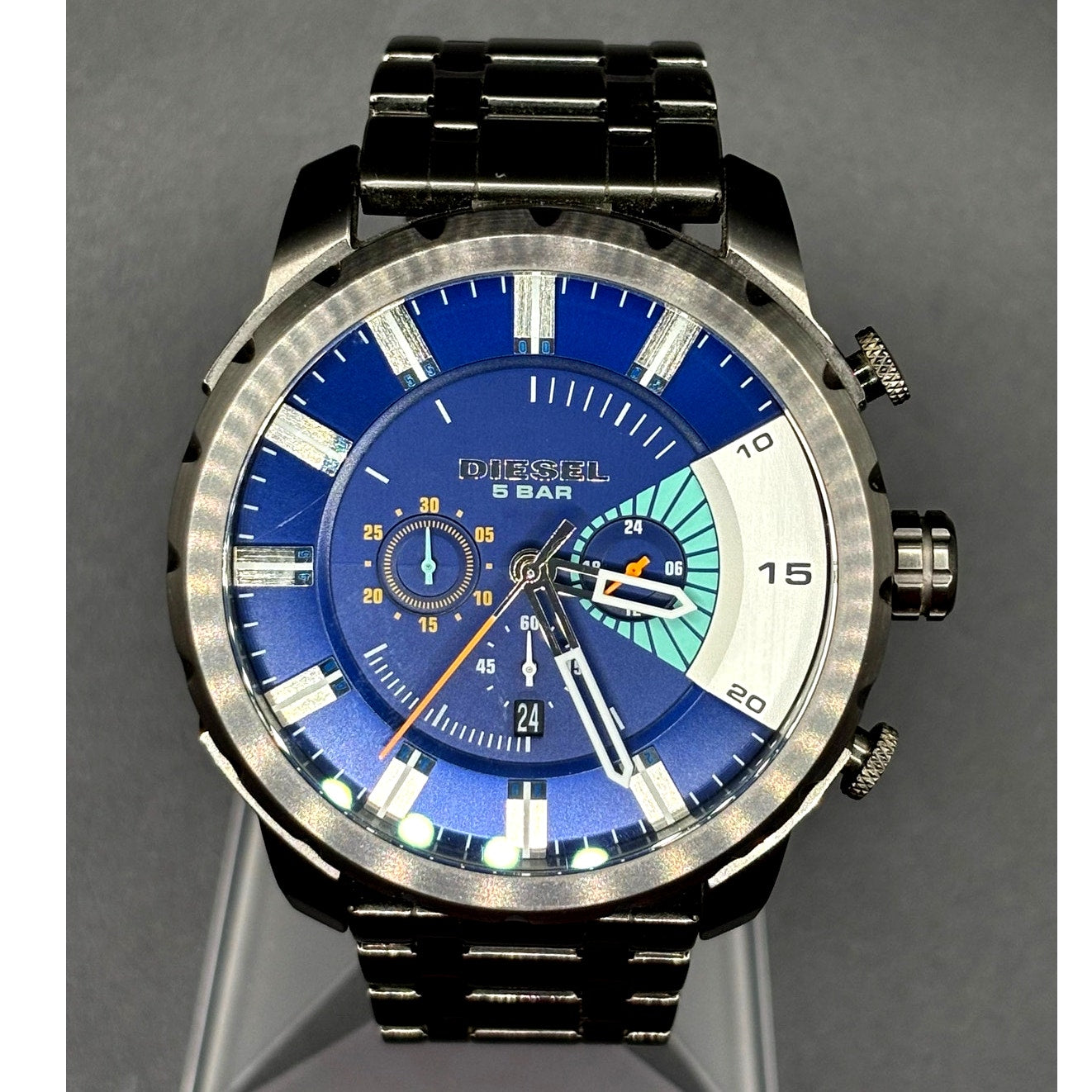 Diesel Stronghold DZ4358 Blue Dial Chronograph Gunmetal Men’s 51mm Watch