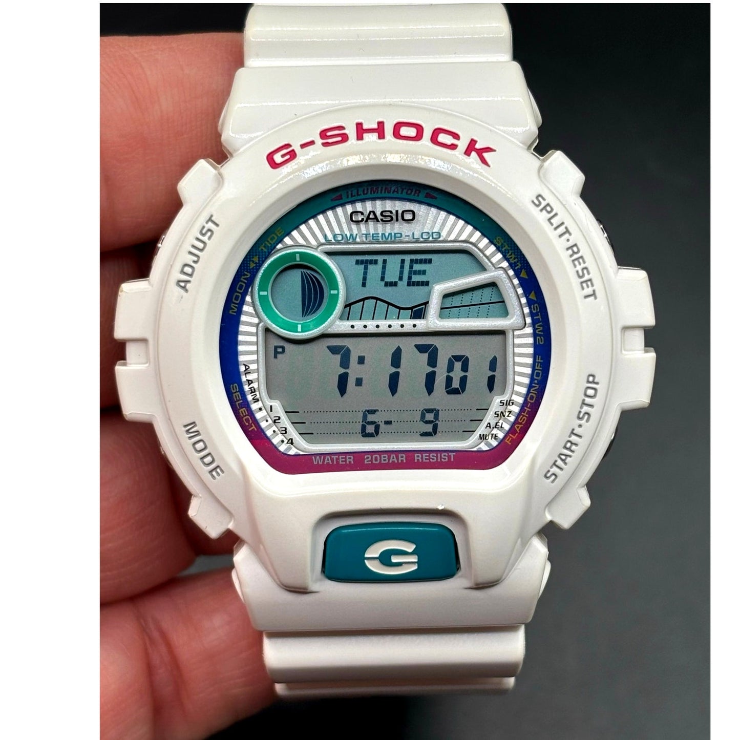Casio G-Shock GLX-6900-7 G-LIDE White Surf Watch Tide Moon Graph