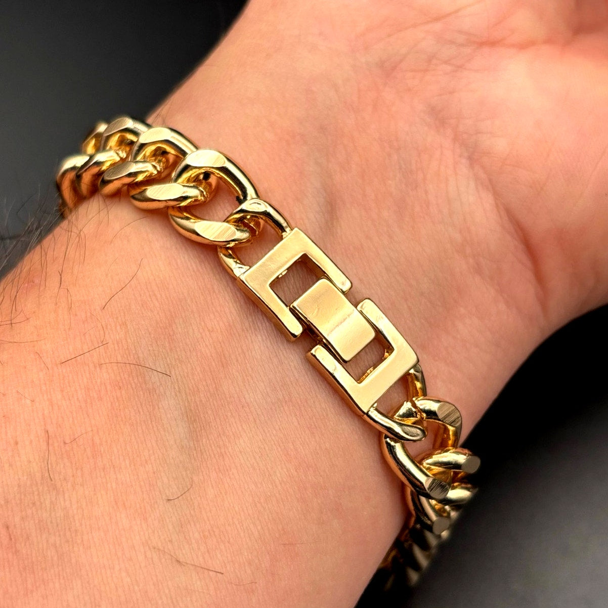 Slate Men’s Gold Plated Stainless Steel Cuban Link Bracelet 8.5in10mm NWT