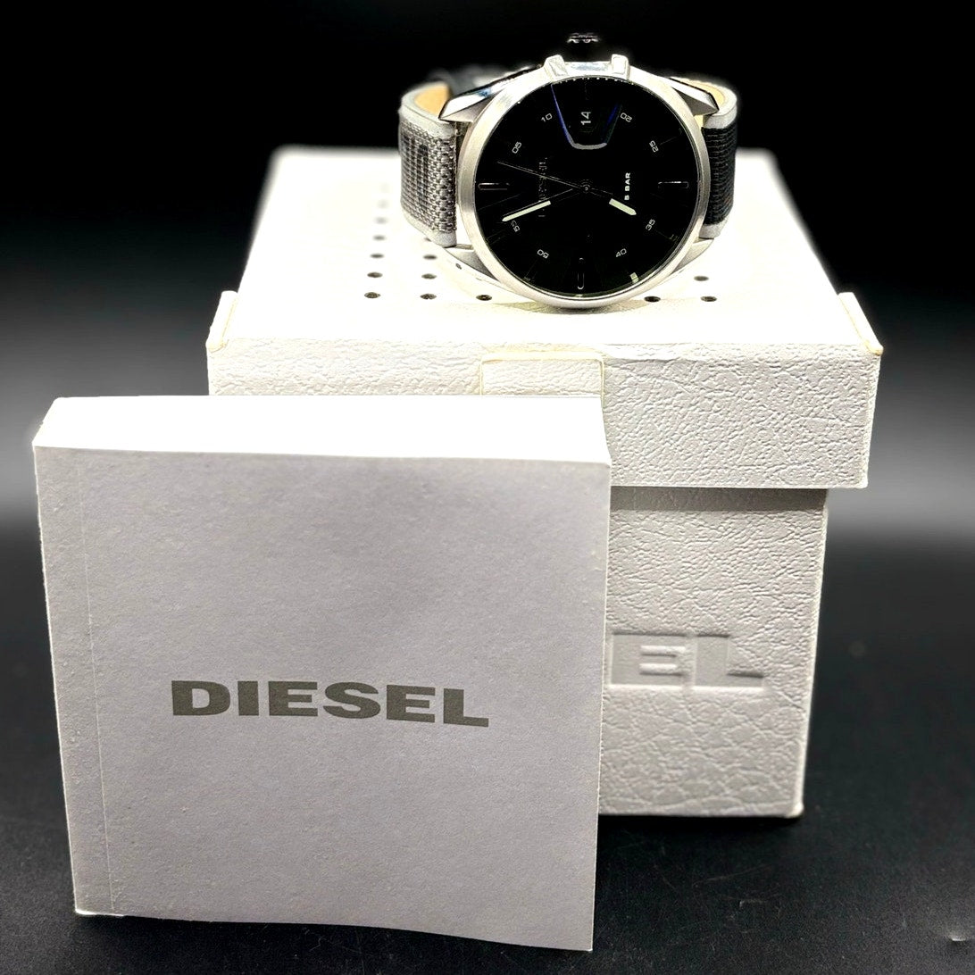 Diesel MS9 DZ1902 44mm Iridescent Black Nylon Strap Men’s Watch NIB