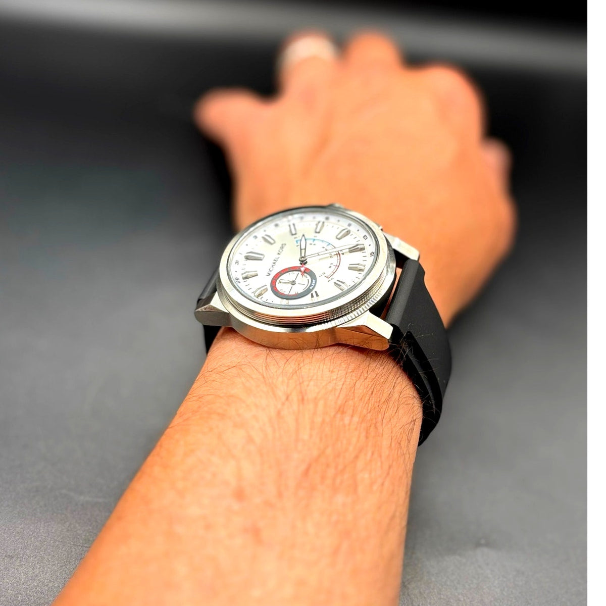 Michael Kors Access Grayson MKT4009 Hybrid Smartwatch 47mm Silver Black Strap