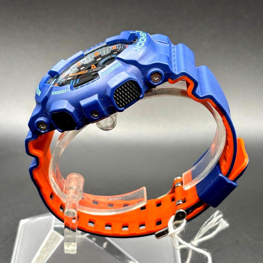 Casio G-Shock GA100L-2A Military Blue Orange Band Men's Analog-Digital Watch