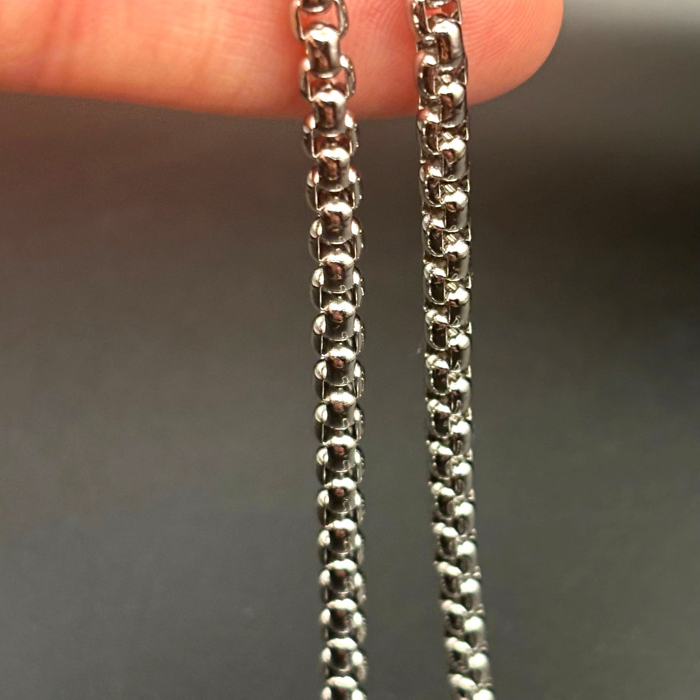 Bain Miller Men’s Silver Tone Brass Box Chain Necklace 21 Inches NIB