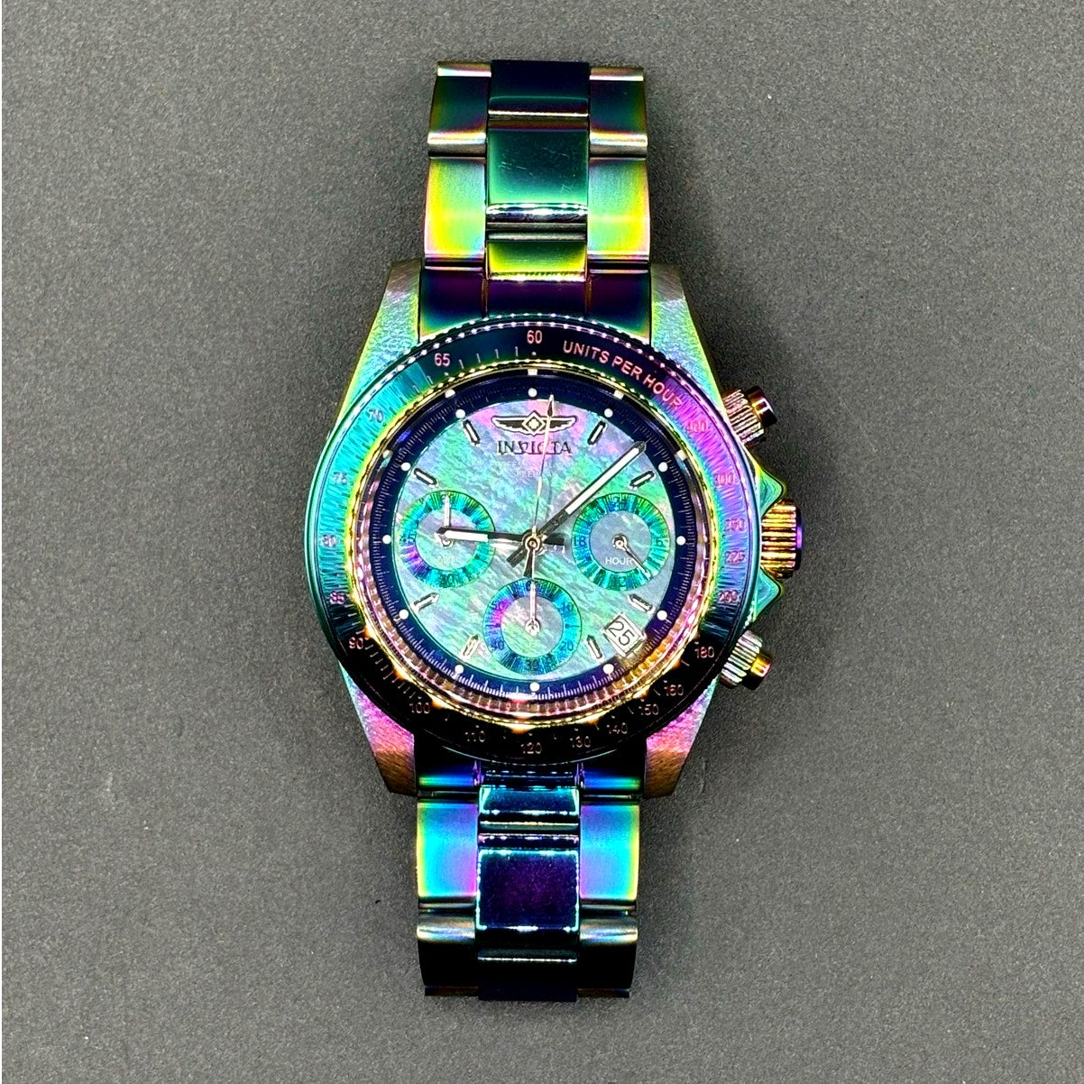 Invicta Speedway 23941 Rainbow MOP Chronograph 40mm Unisex Watch NIB
