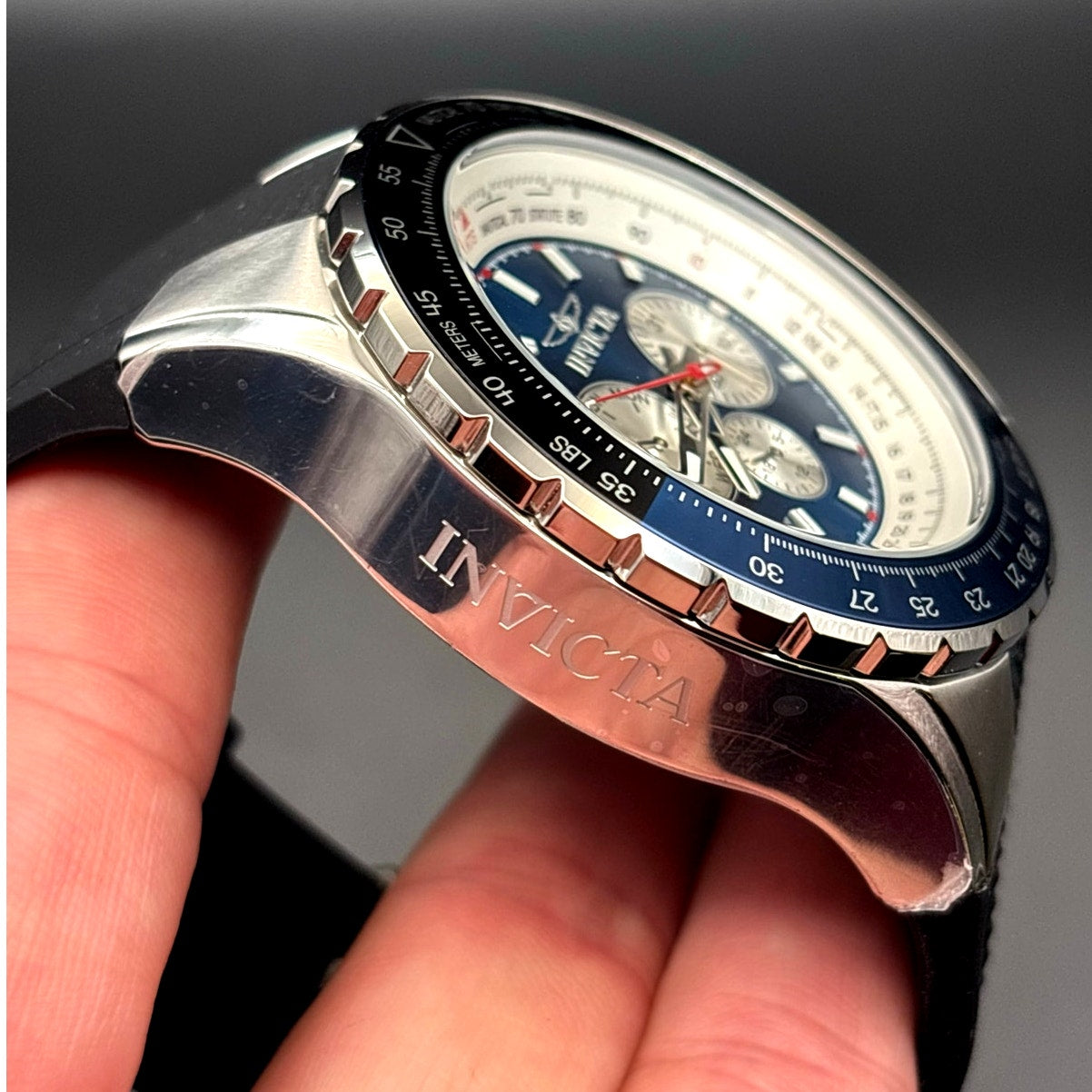 Invicta 32916 Aviator Skyshock Men's Blue Dial Black Silicone Strap Watch NIBWT