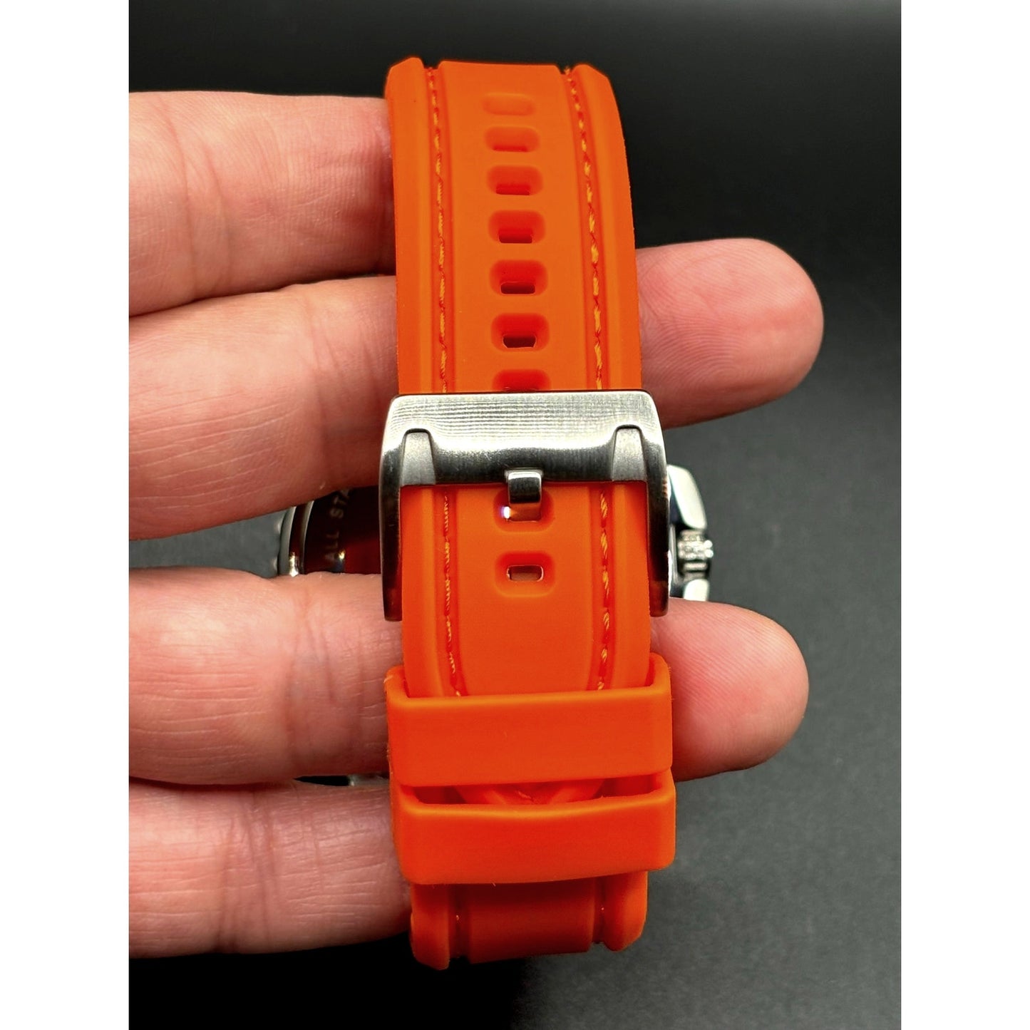 Fossil Sport AM4259 Dive Style Orange Silicone Strap Men’s Watch 46mm 10 ATM NIB
