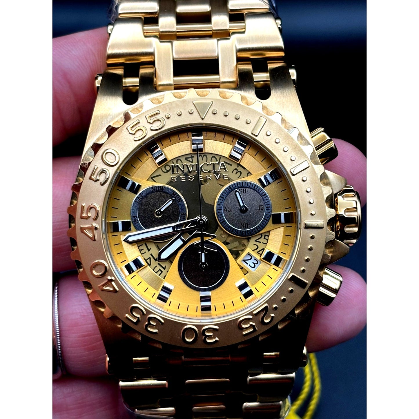 Invicta 45932 Mens Reserve Chaos Swiss Ronda Chrono Gold Tone Stainless Steel