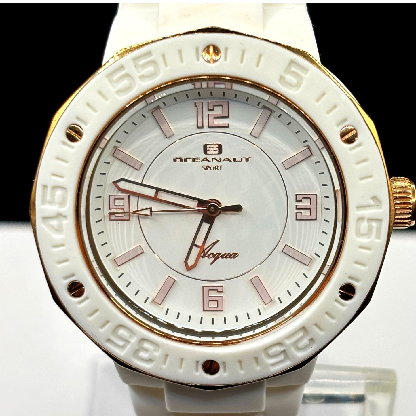 Oceanaut Acqua Sport OC0216 White Rose Gold 41mm Women's Watch NIB
