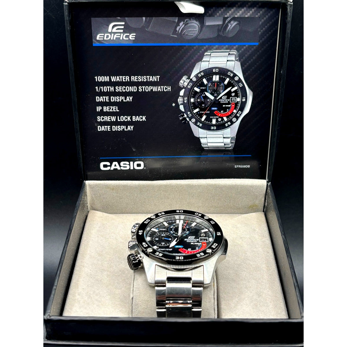 Casio Edifice EFR-558DB-1AV Chronograph Black Dial Stainless Steel Watch