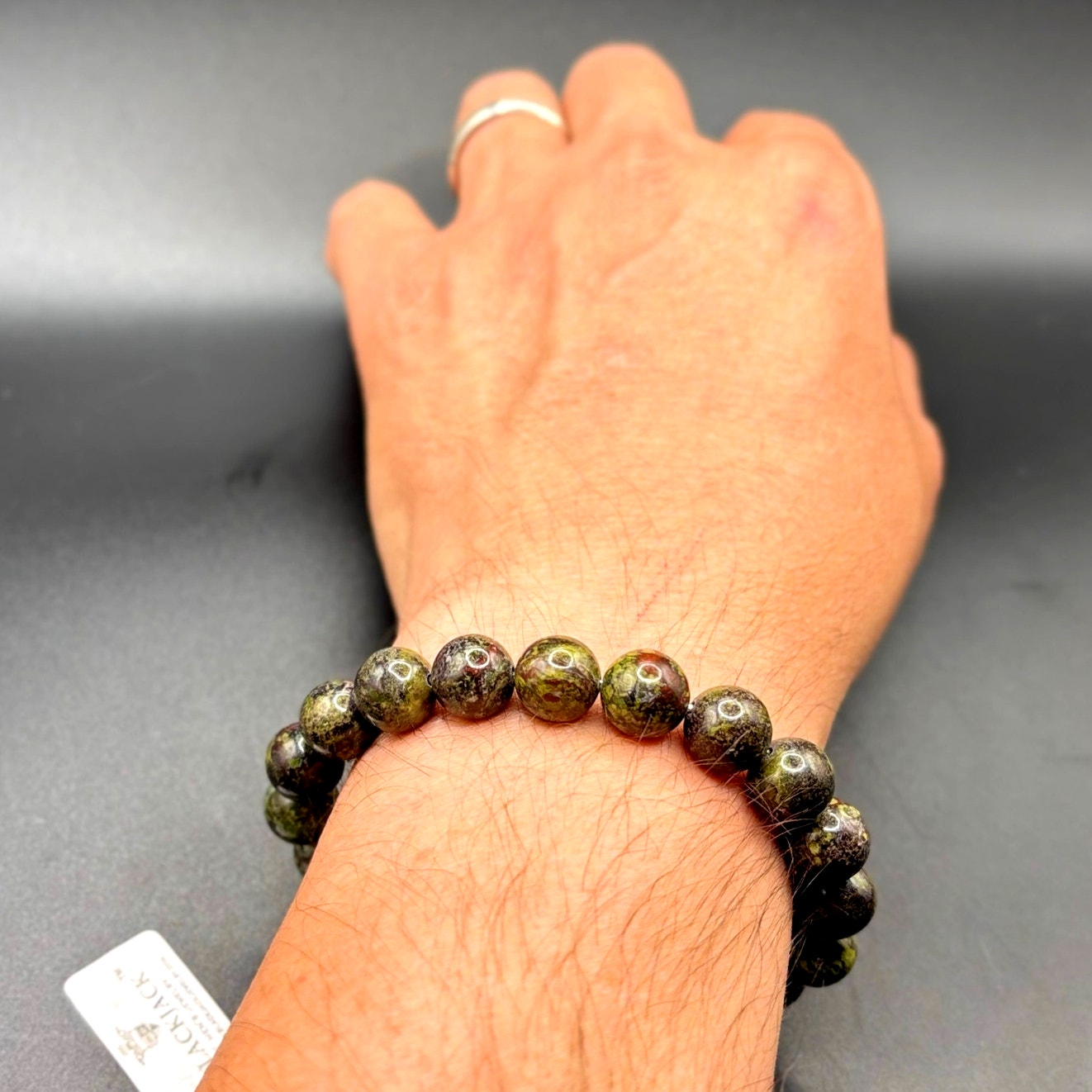 Blackjack BJB244DG Men’s 10mm Dragon Stone Stainless Steel Beaded Bracelet NWT
