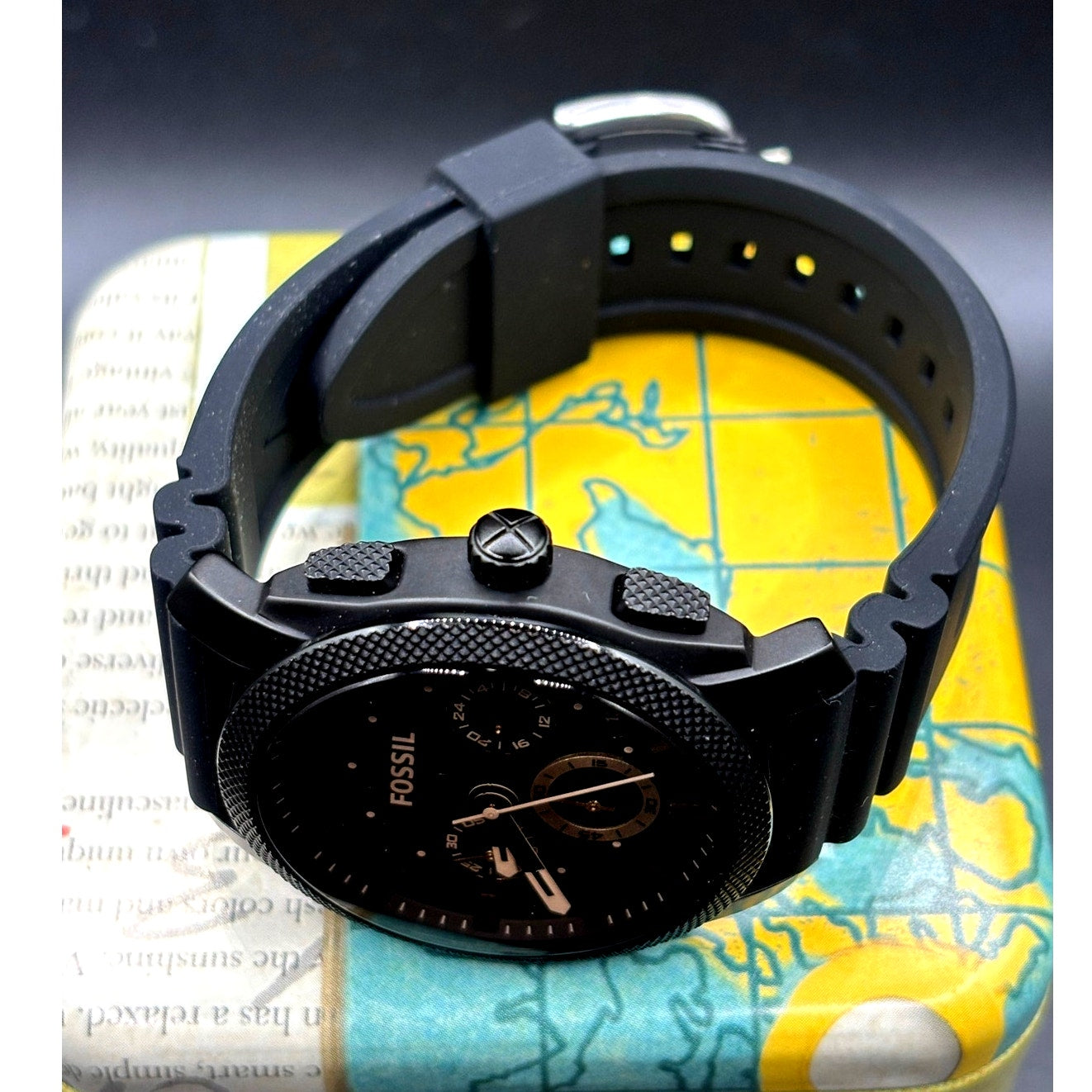 Fossil FS4656 Machine Chronograph Black Silicone Men’s Watch 42mm