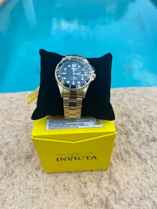 Invicta Pro Diver Men’s Watch – 43mm, Gold-Tone Stainless Steel, Black Dial (30026)