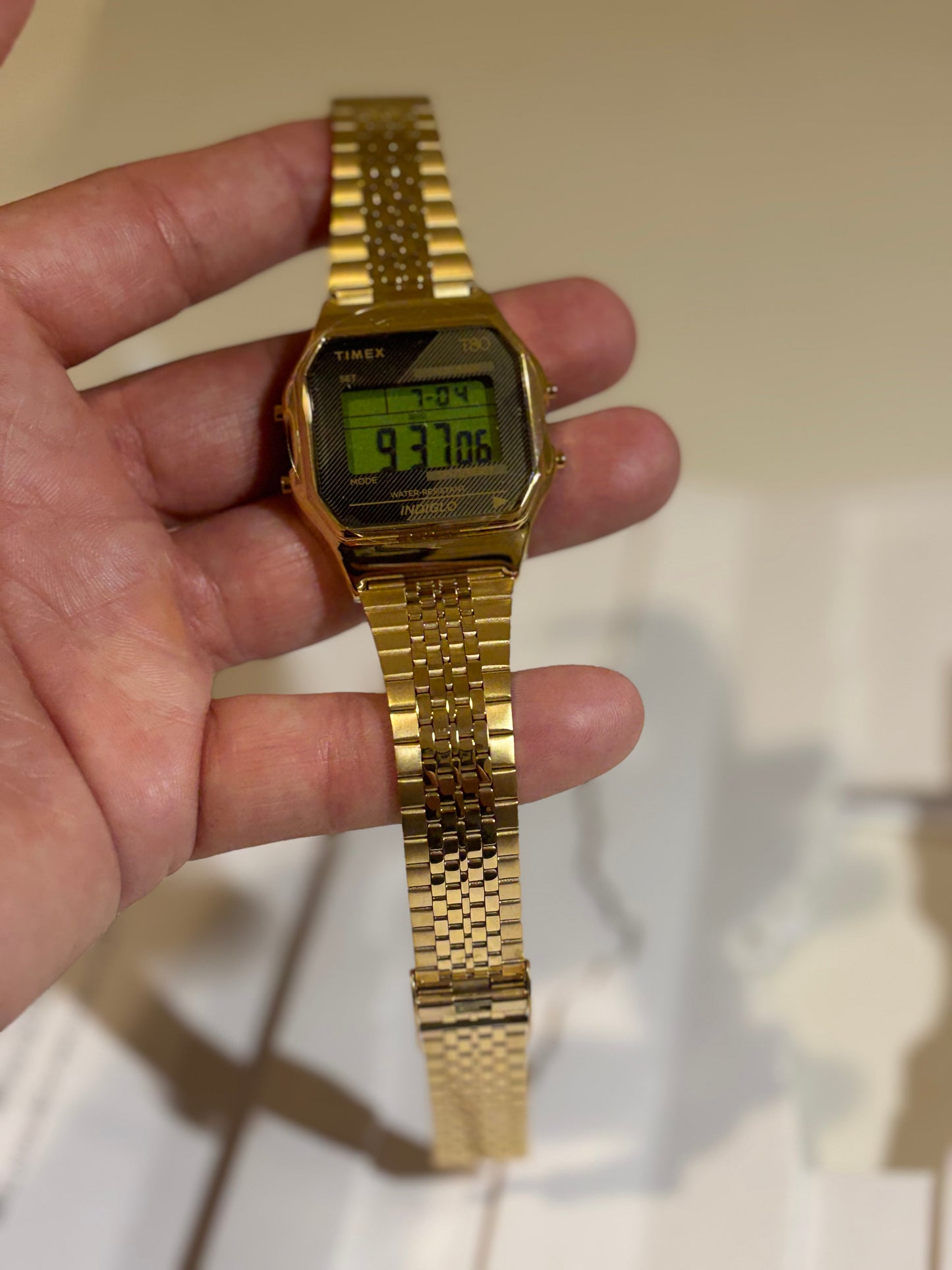 Timex T80 Retro Digital Watch – Gold-Tone Stainless Steel Bracelet – Model TW2V18900 YB – Brand New