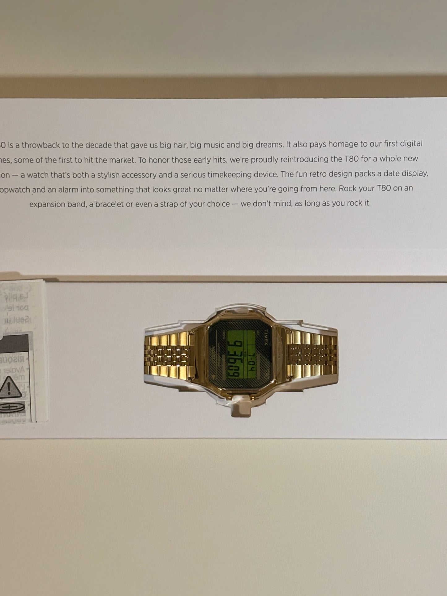 Timex T80 Retro Digital Watch – Gold-Tone Stainless Steel Bracelet – Model TW2V18900 YB – Brand New
