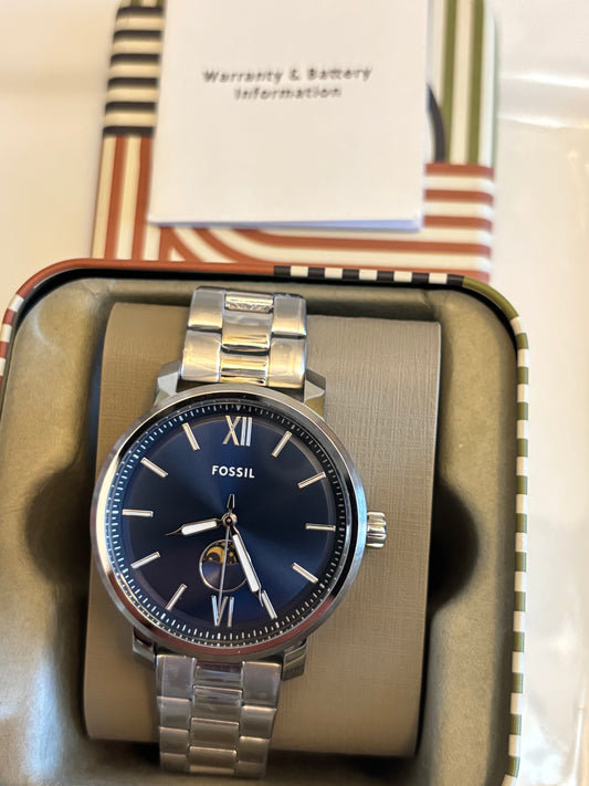 Fossil Rhett BQ2909 • 43mm Blue Dial Stainless Steel Multifunction • Free Shipping