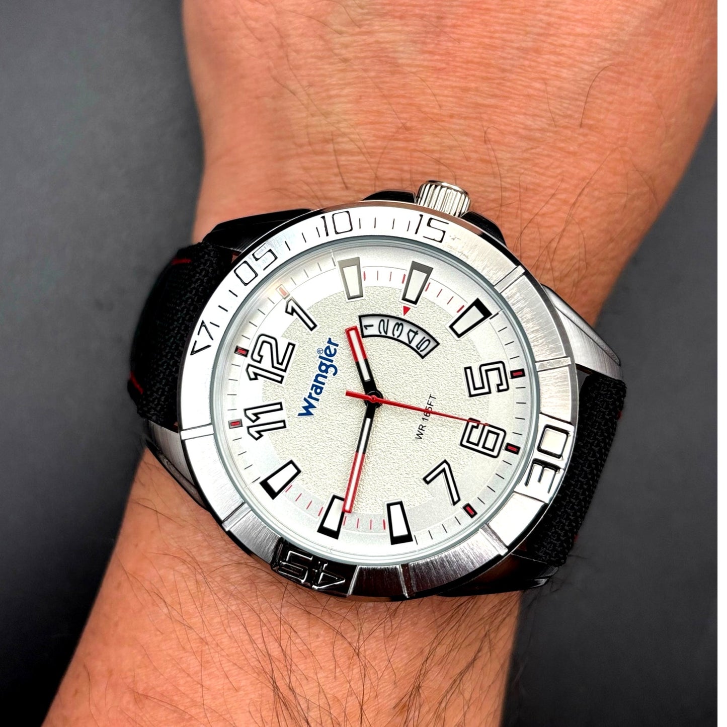 Wrangler WRW4801-7B1 Men’s Western Collection Watch Cream Dial Nylon Strap NIBWT