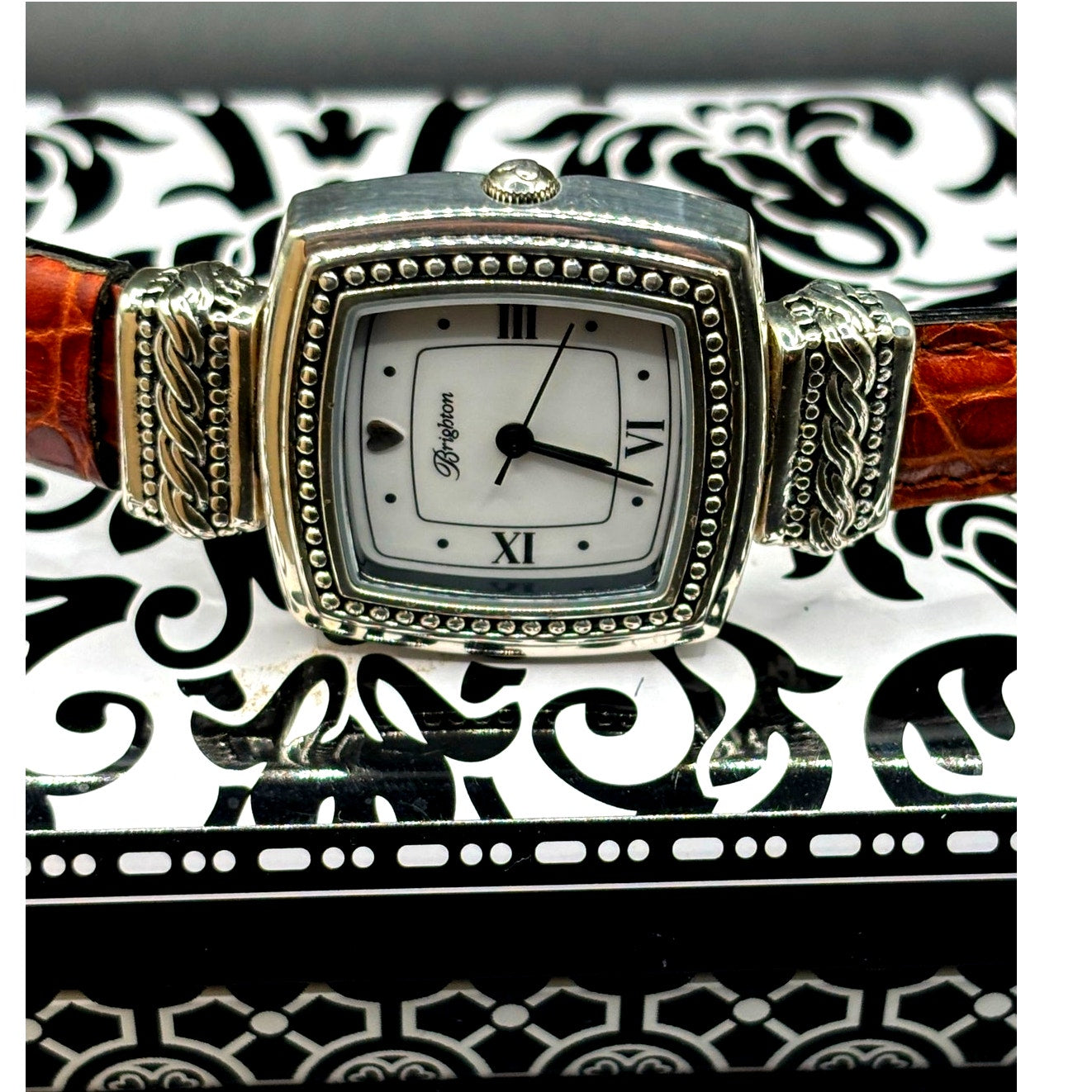Brighton Toulouse W3130 Womens Reversible Brown Black Leather Strap Watch NIBWT