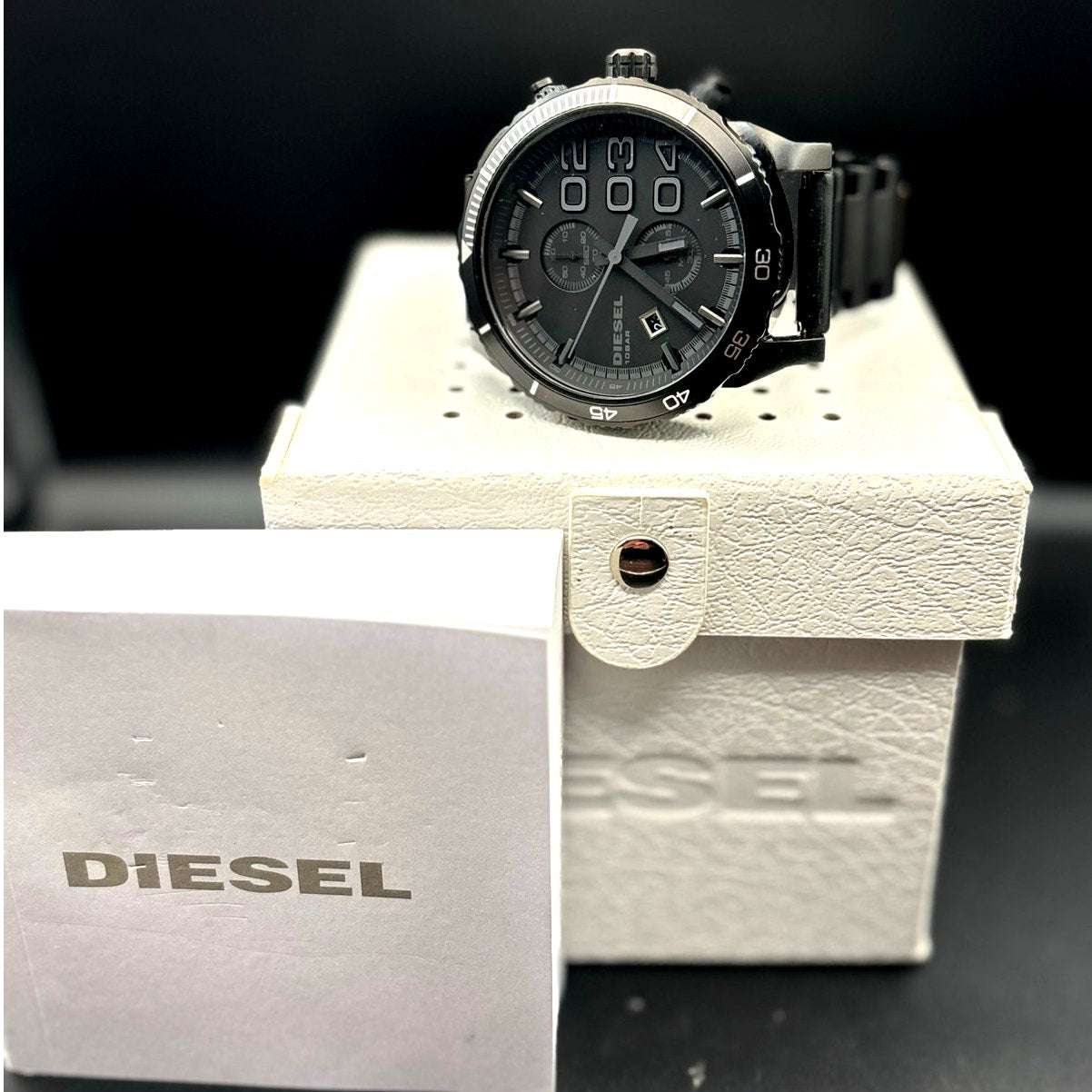Diesel DZ4326 Men’s Double Down Chronograph Black Stainless Steel Watch NWOT