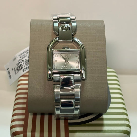 Fossil Harwell ES5326 Womens Quartz Watch 28mm Rectangular Stainless Steel Bracelet Silver Dial 3ATM Water Resistant