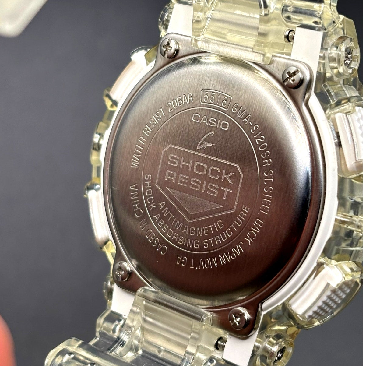 Casio G-Shock GMAS120SR-7A Women's Rose Gold Skeleton Analog Digital Watch NIBWT