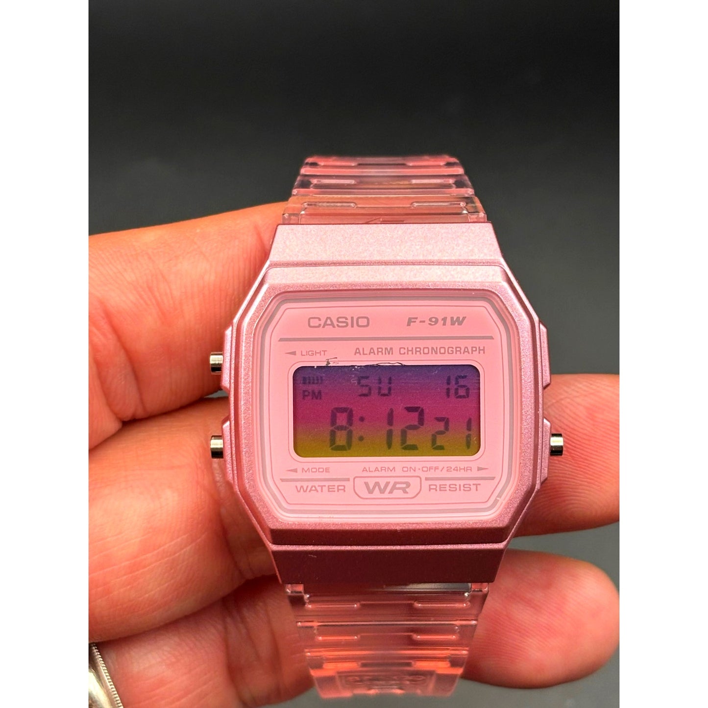 LWS Rosé Prism F91W Pink Clear Strap Digital Mod Watch