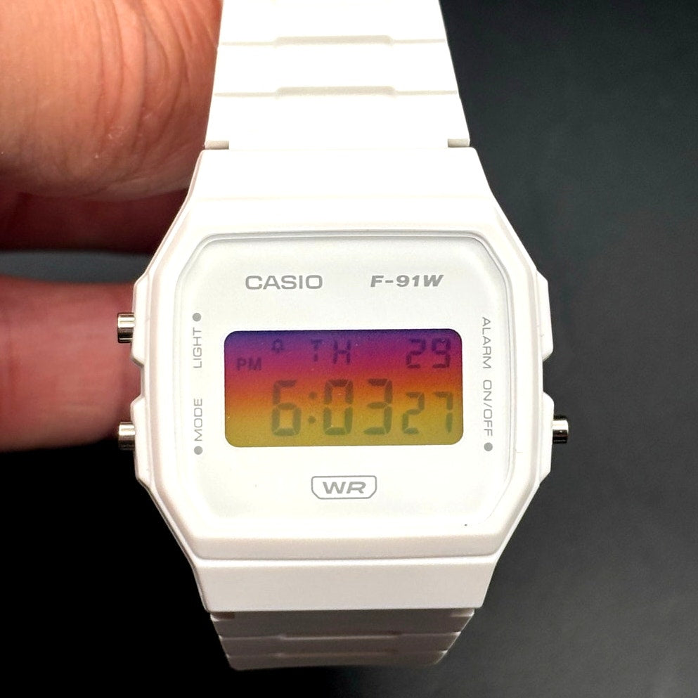 LWS Sunset Frost Casio F91W White Resin Custom Mod Digital Watch