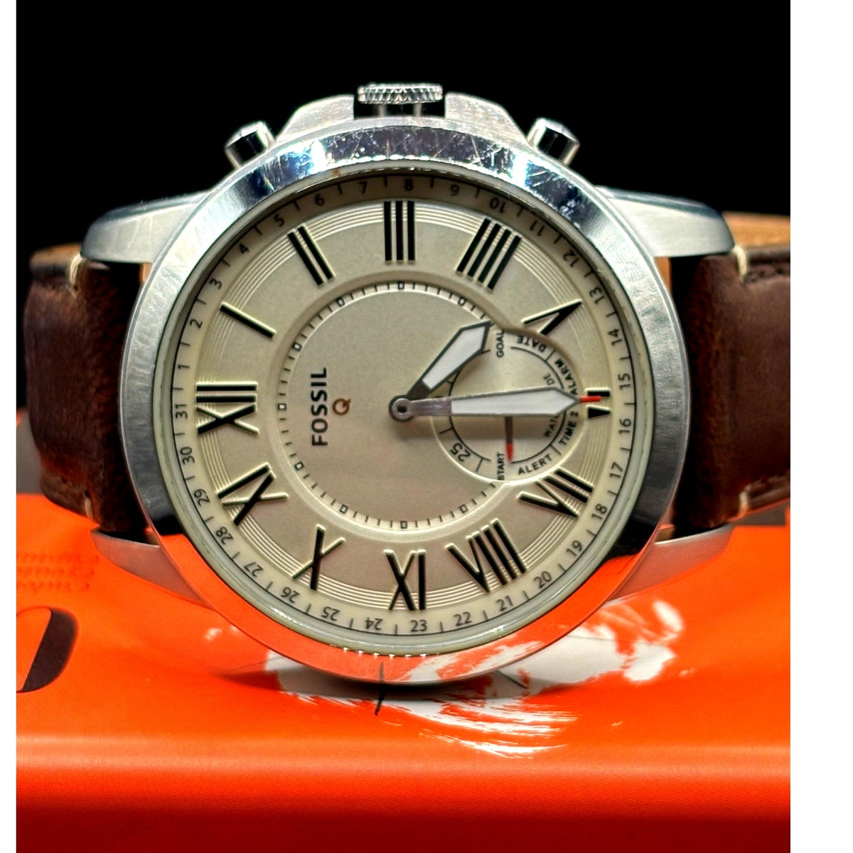 Fossil Q Grant FTW1118 Hybrid Smartwatch Brown Leather 44mm Men’s Watch