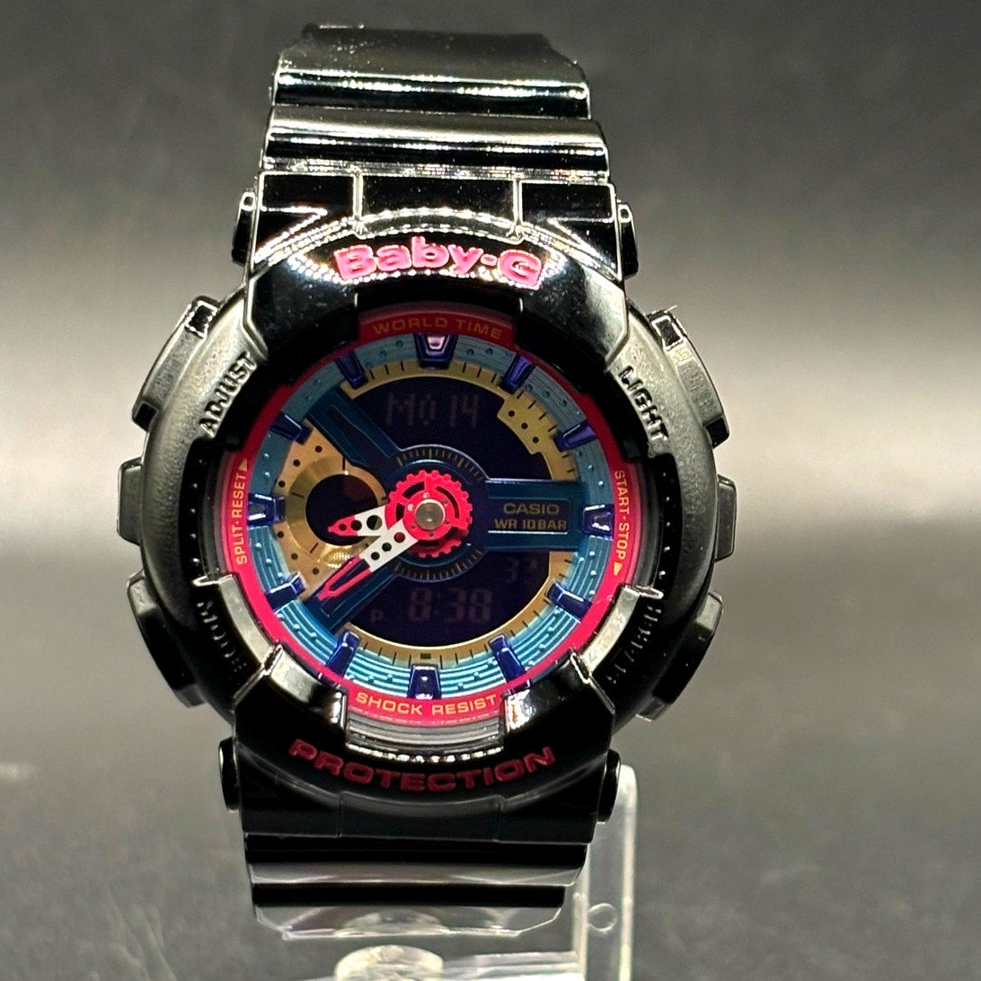 Casio Baby-G BA-112-1A Analog Digital Black Multicolor Watch 100M Discontinued