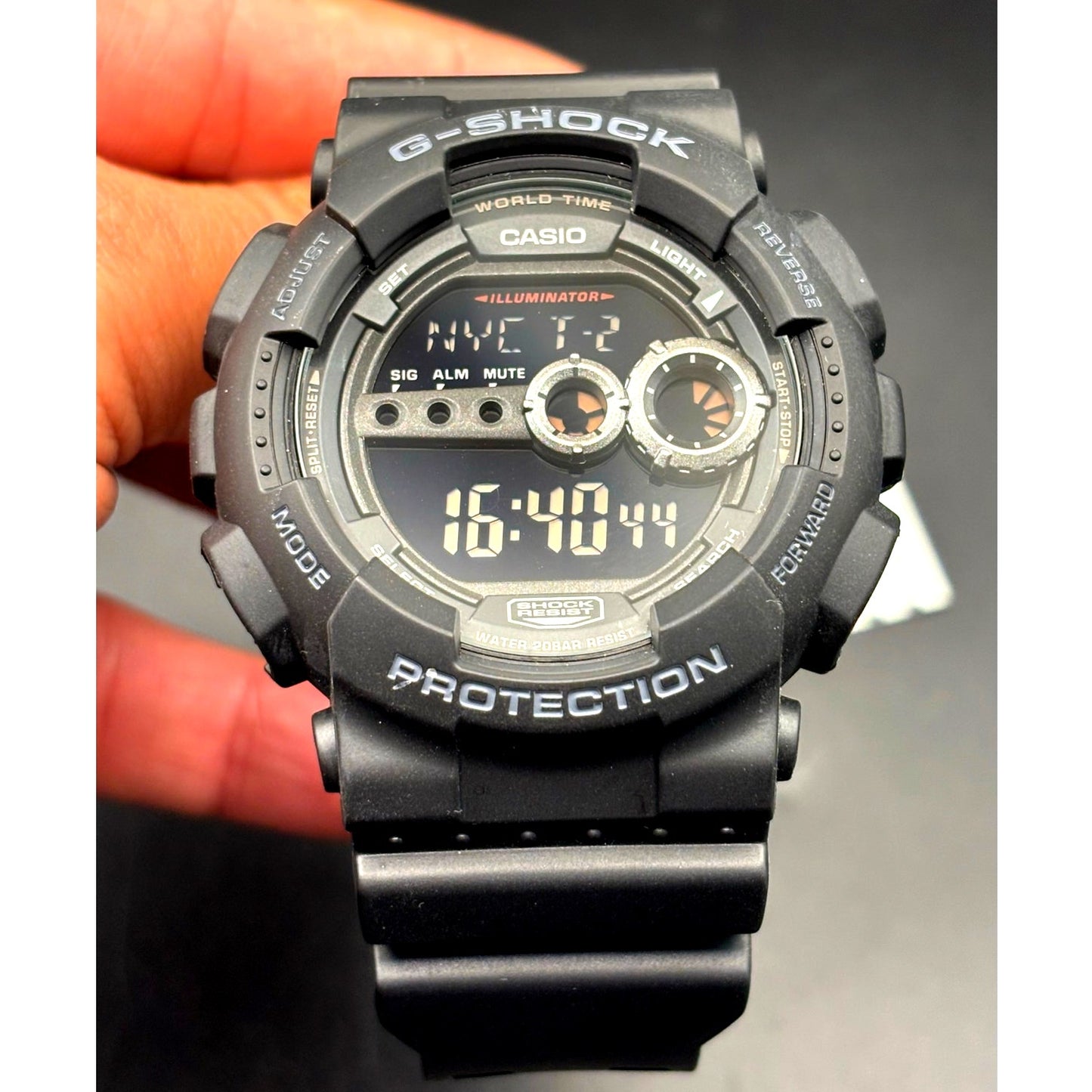 Casio G-Shock GD100-1B Black Digital High Brightness World Time 200M Watch NIBWT