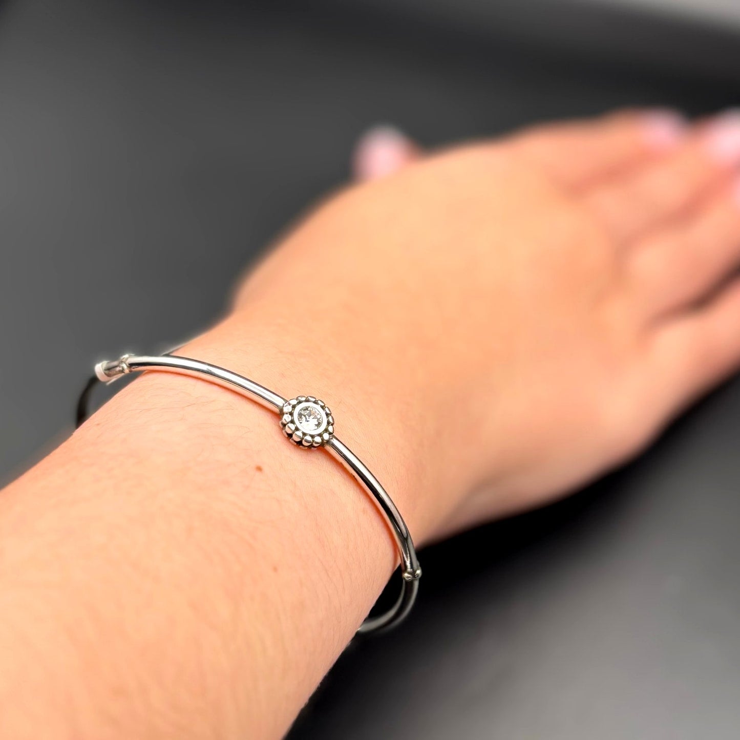 Brighton J39172 Women’s Twinkle Round Bangle Silver Plated Crystal Bracelet NWT