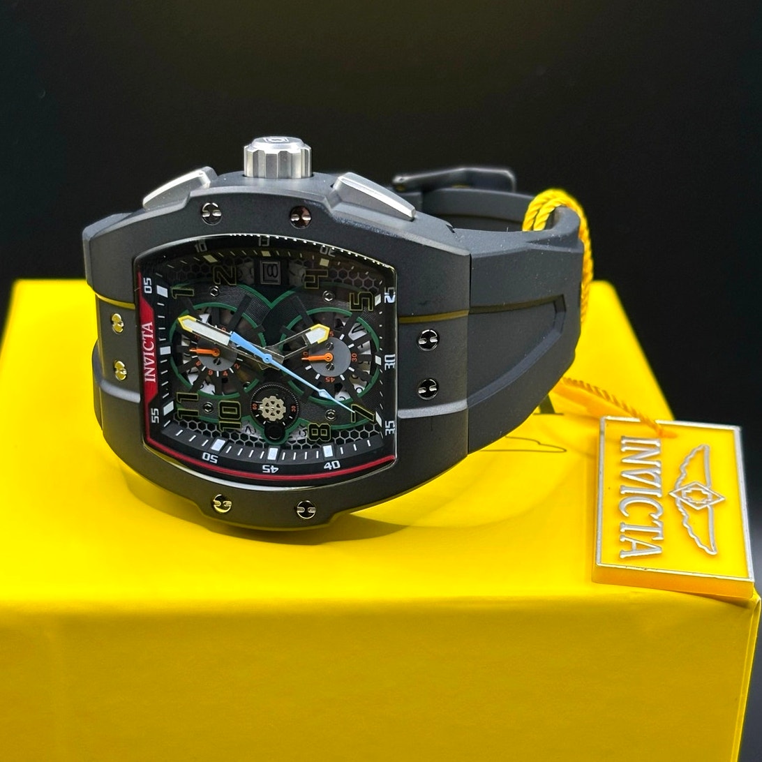 Invicta Racing Gridlock 48027 Chronograph 47mm Black Silicone Men's Watch NIBWT