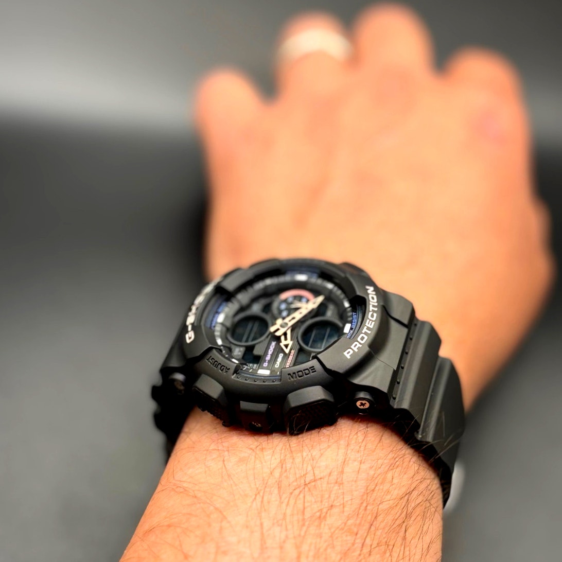 Casio G-Shock GMAS140-1A Womens Black Multicolor Analog Digital 45mm Watch NIBWT