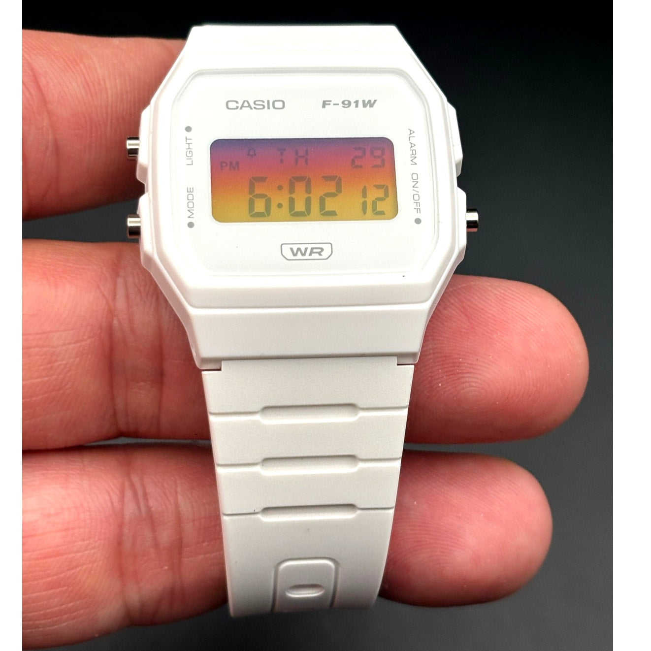LWS Sunset Frost Casio F91W White Resin Custom Mod Digital Watch