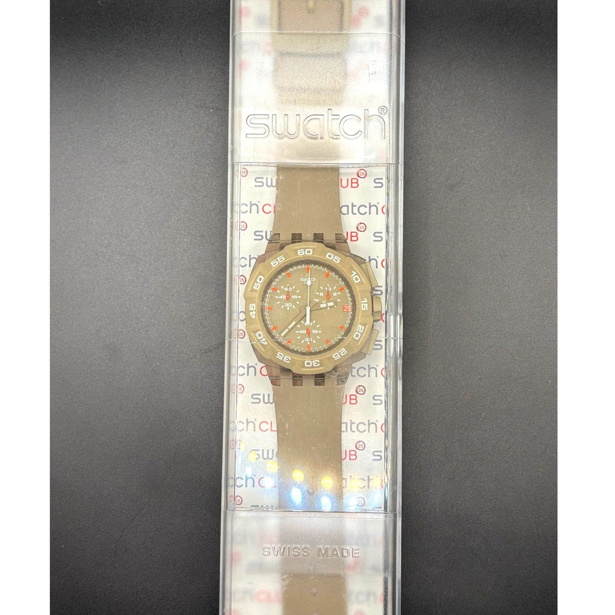 Swatch Beige Hero SUIT400 Chronograph Swiss Quartz Men’s Watch 44mm