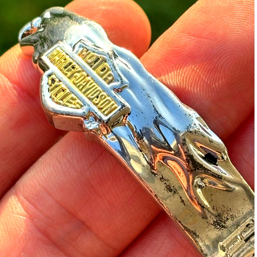 2005 Franklin Mint Harley-Davidson 925 Sterling Silver Gold Bar Shield Cuff