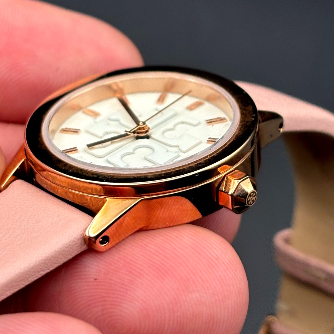Tory Burch TBW2006 Women’s Gigi Pink Rose Gold Leather Quartz Watch NIBWT