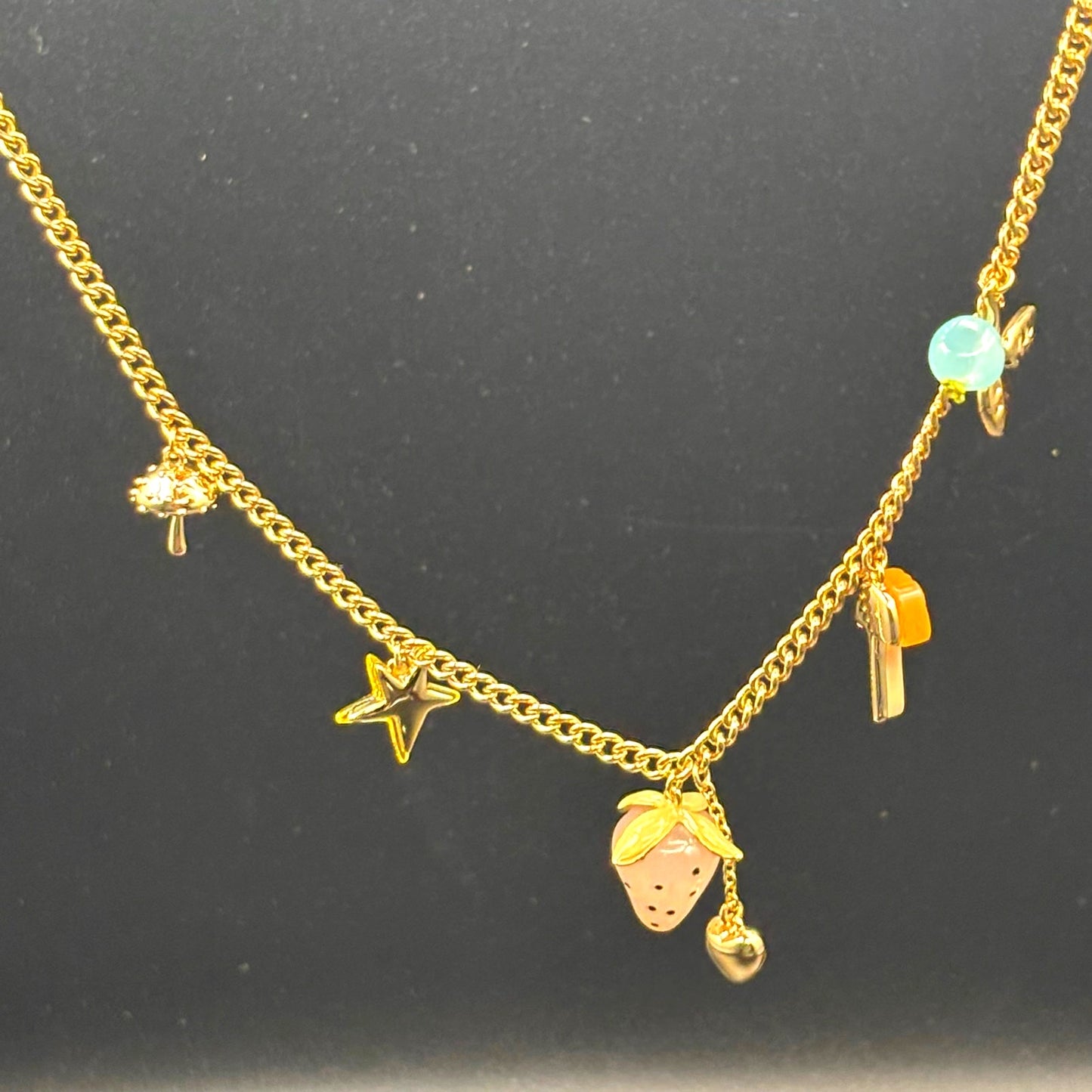 Coach x Observed By Us Charm Necklace Strawberry Heart Gold Tone NIB